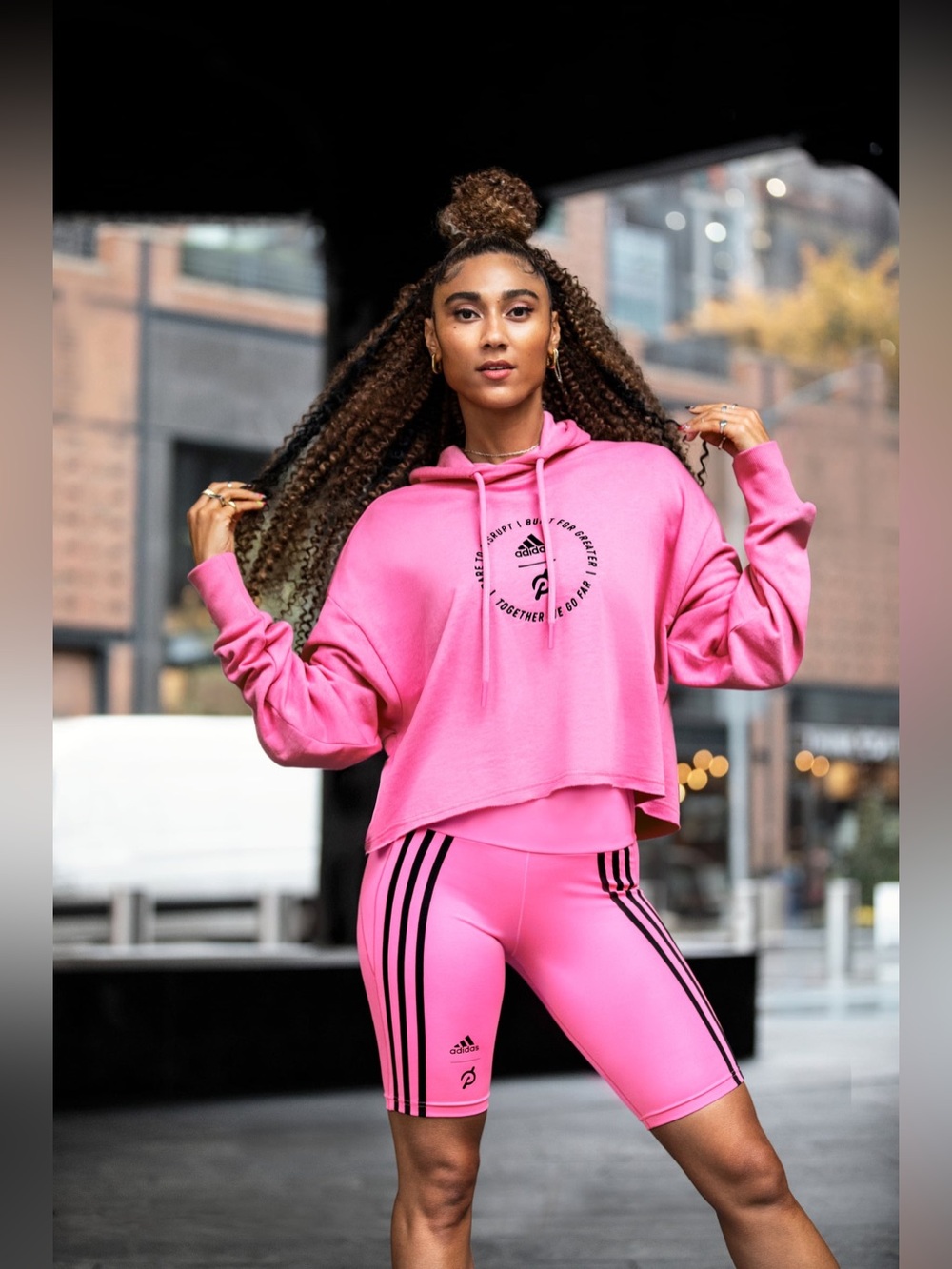 NWOT Adidas x Peloton pink crop hoodie